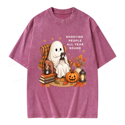 Pagewings Fall Coffee Bool Lover Unisex Washed T-shirt
