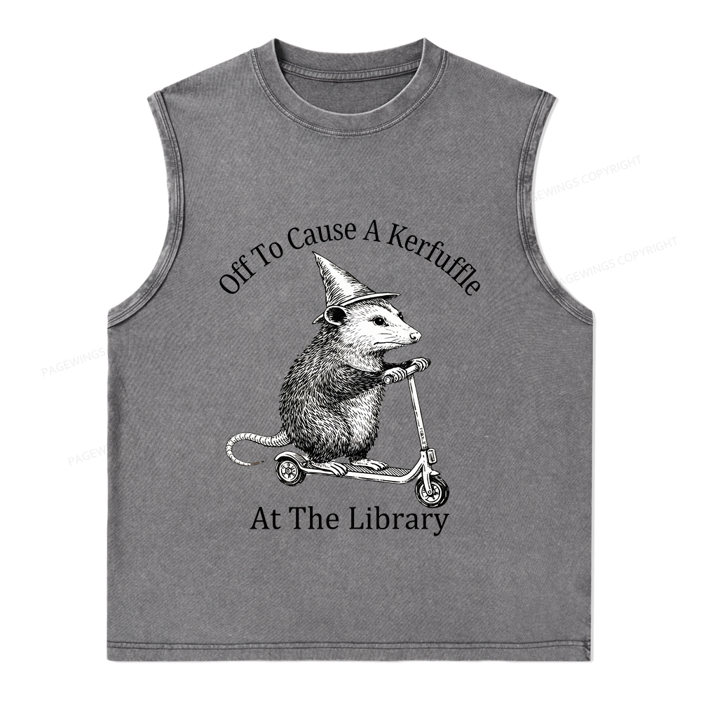 Pagewings Off To Cause A Kerfuffle Unisex Washed Tank Top