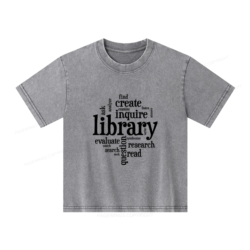 Pagewings Library Unisex Kids Washed T-shirt