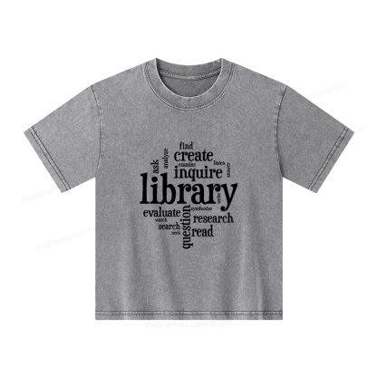 Pagewings Library Unisex Kids Washed T-shirt
