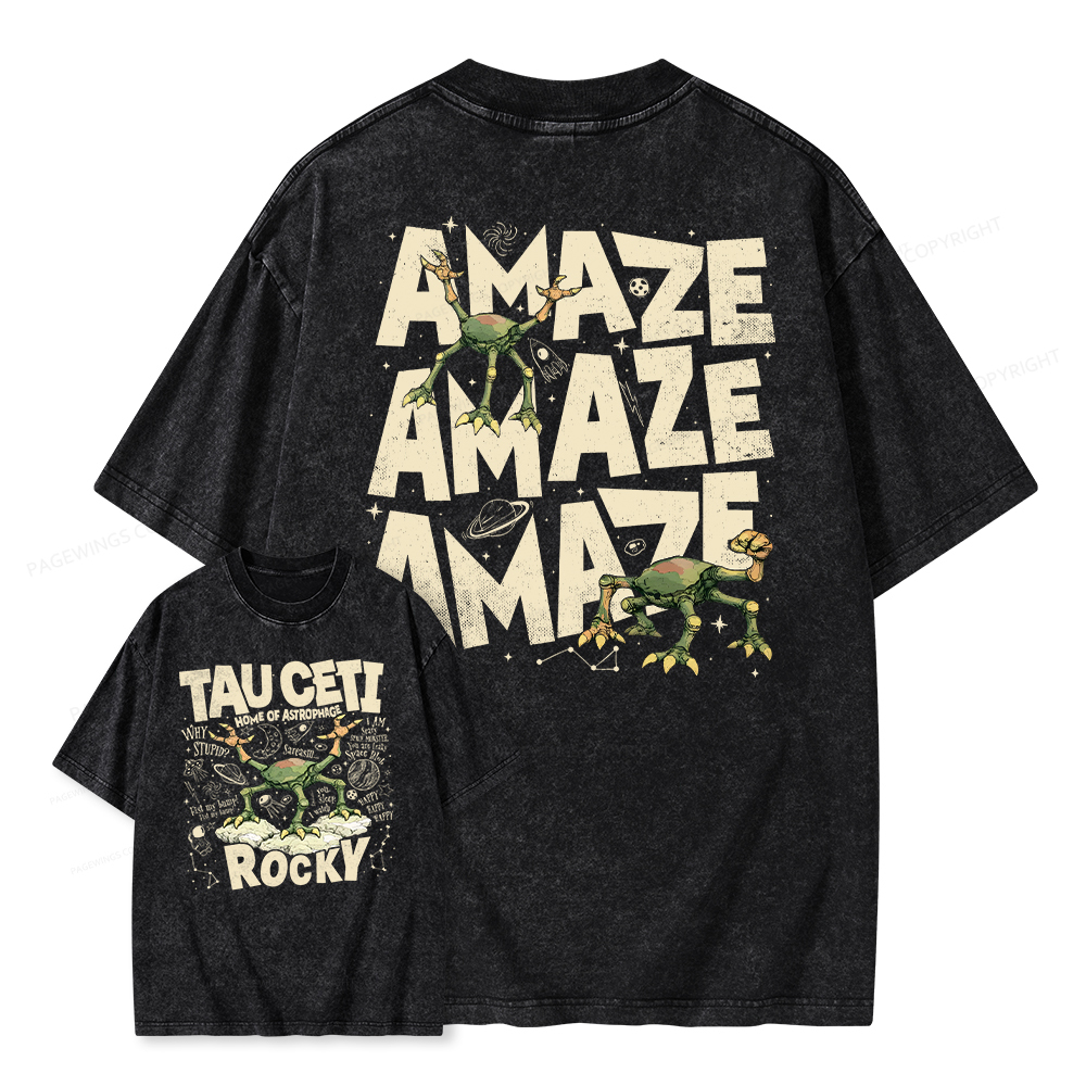 Pagewings Rocky Tau Ceti Home of Astrophage Unisex Washed T-shirt