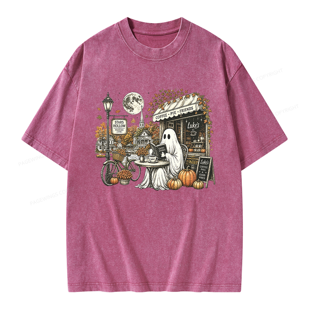 Pagewings Stars Hollow Ghost Unisex Washed T-shirt