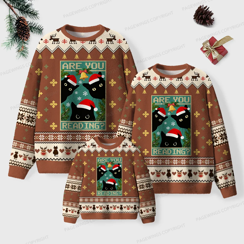 Pagewings Are You Reading Unisex Ugly Knit Sweatshirt