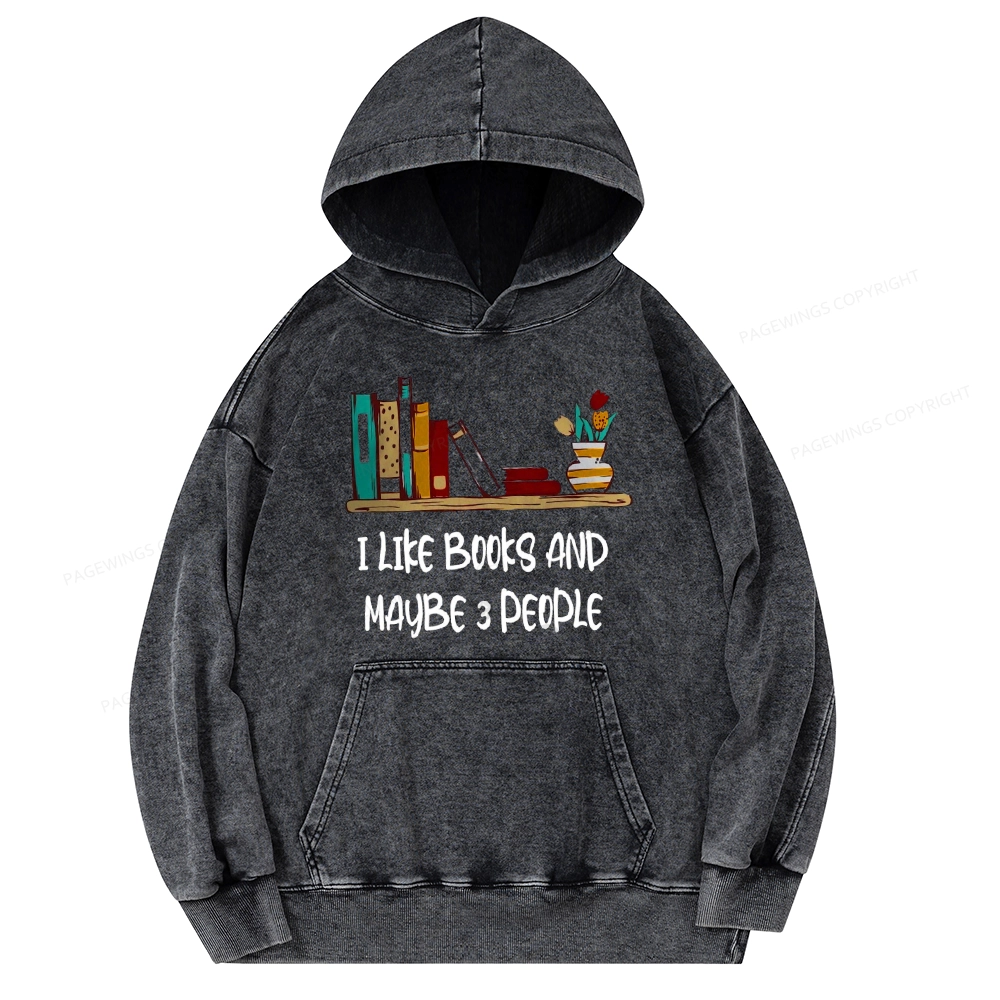 Pagewings  I Like Books World Unisex Washed Hoodie