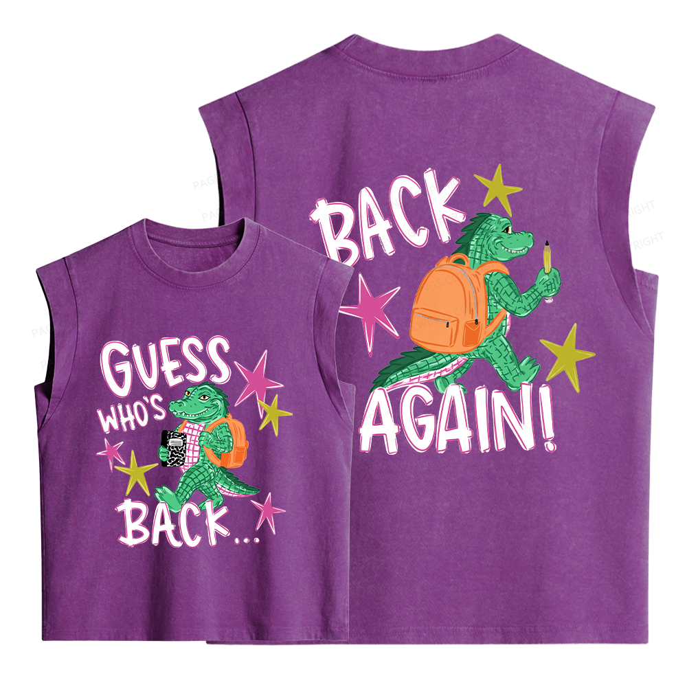 Pagewing Guess Who's Back Teacher Bookish Women's Washed Tank Top