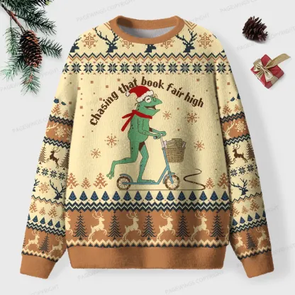 Pagewings Chasing That Book Fair High Unisex Ugly Knit Sweatshirt