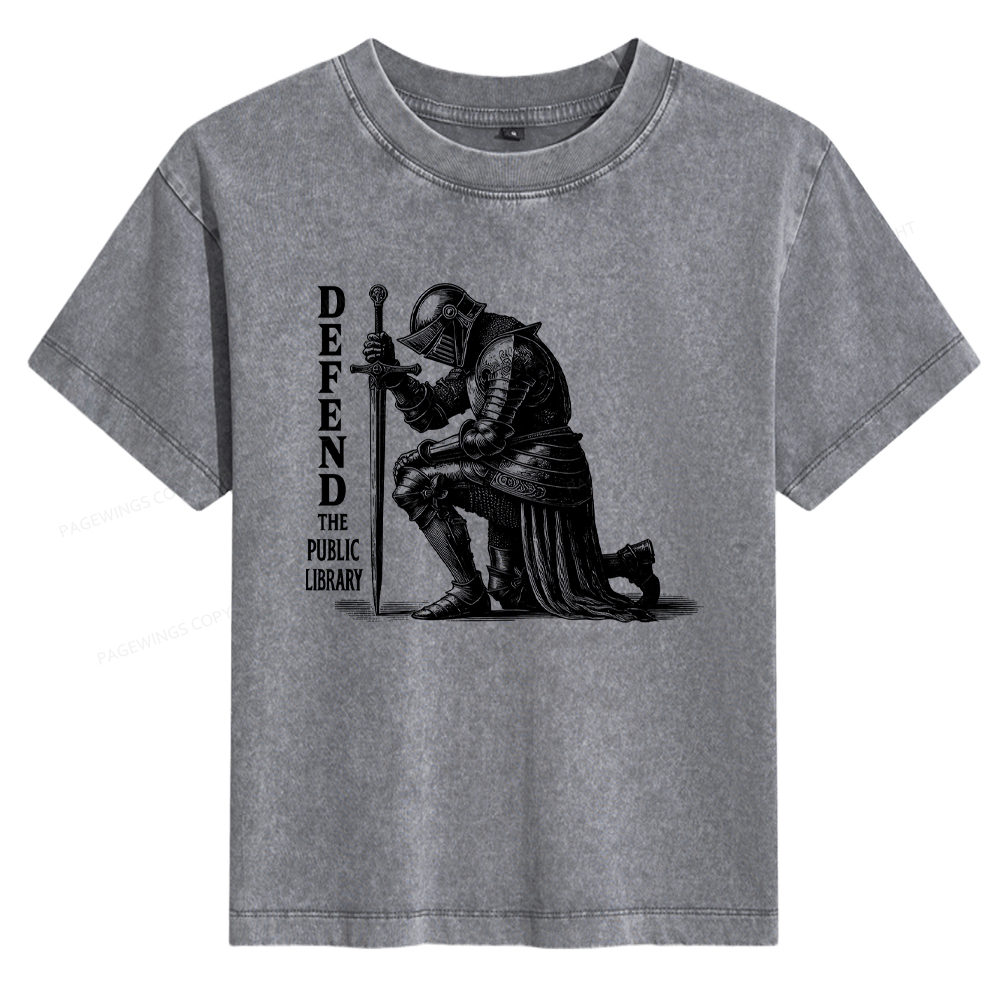 Pagewings Defend the Public Library Women's Washed T-shirt