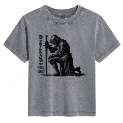 Pagewings Defend the Public Library Women's Washed T-shirt