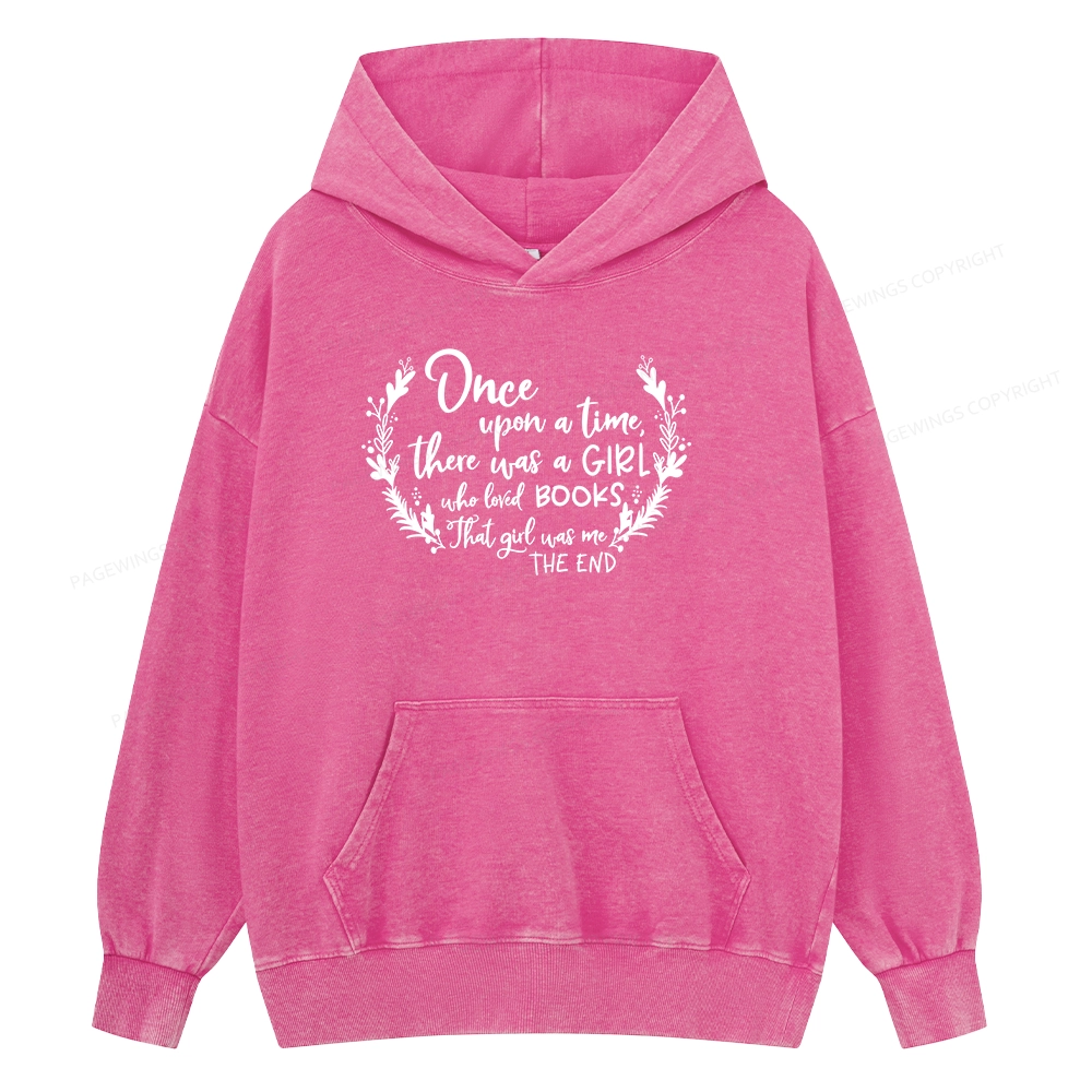 Pagewings There Was A Girl Who Loved Books Unisex Washed Hoodie