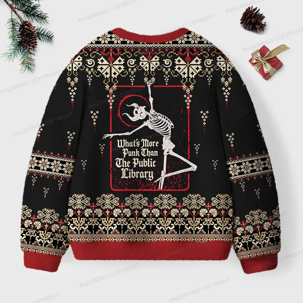Pagewings What’s More Punk Than The Public Library Unisex Ugly Knit Sweatshirt