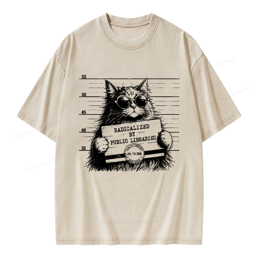 Pagewings Radicalized By Public Libraries Unisex Washed T-shirt