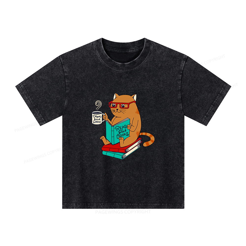 Pagewings Read Good Books Unisex Kids Washed T-shirt