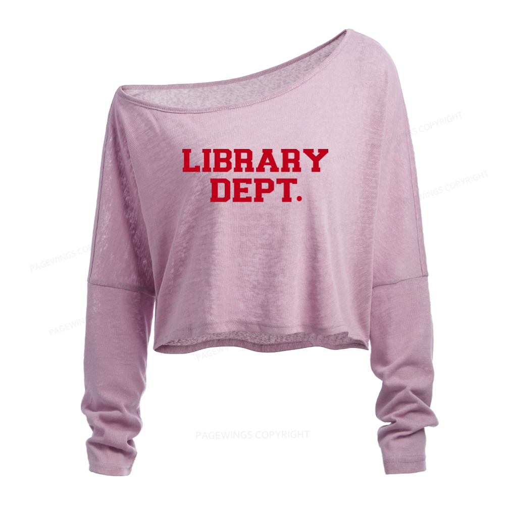 Pagewings Library Dept Slouchy Long Sleeve Off Shoulder T-shirt