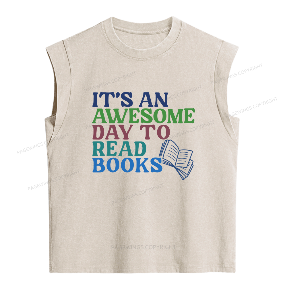 Pagewings Awesome Day To Read A Book Women's Washed Tank Top