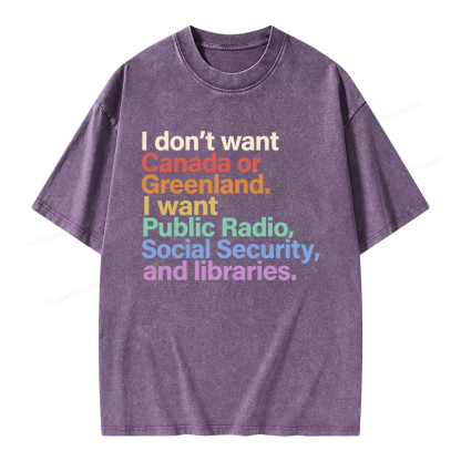 Pagewings I Want Public Libraries Unisex Washed T-shirt