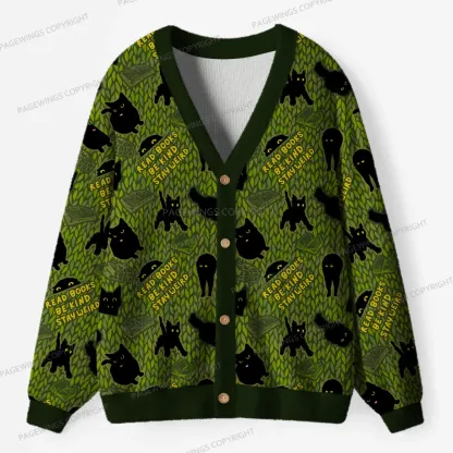 Pagewings Read Books Be Kind Stay Weird Unisex Ugly Cardigan Sweaters