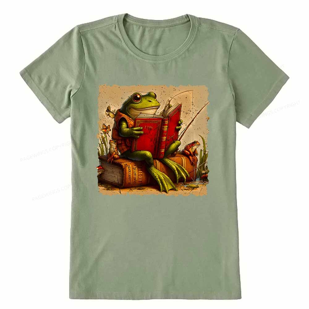 Pagewings Toad Fishing Book Reading Book Unisex Classic T-shirt