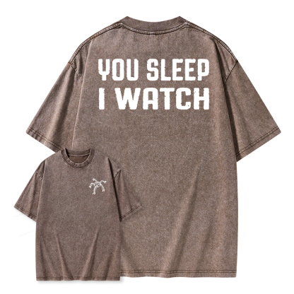 Pagewings You Sleep I Watch Unisex Washed T-shirt