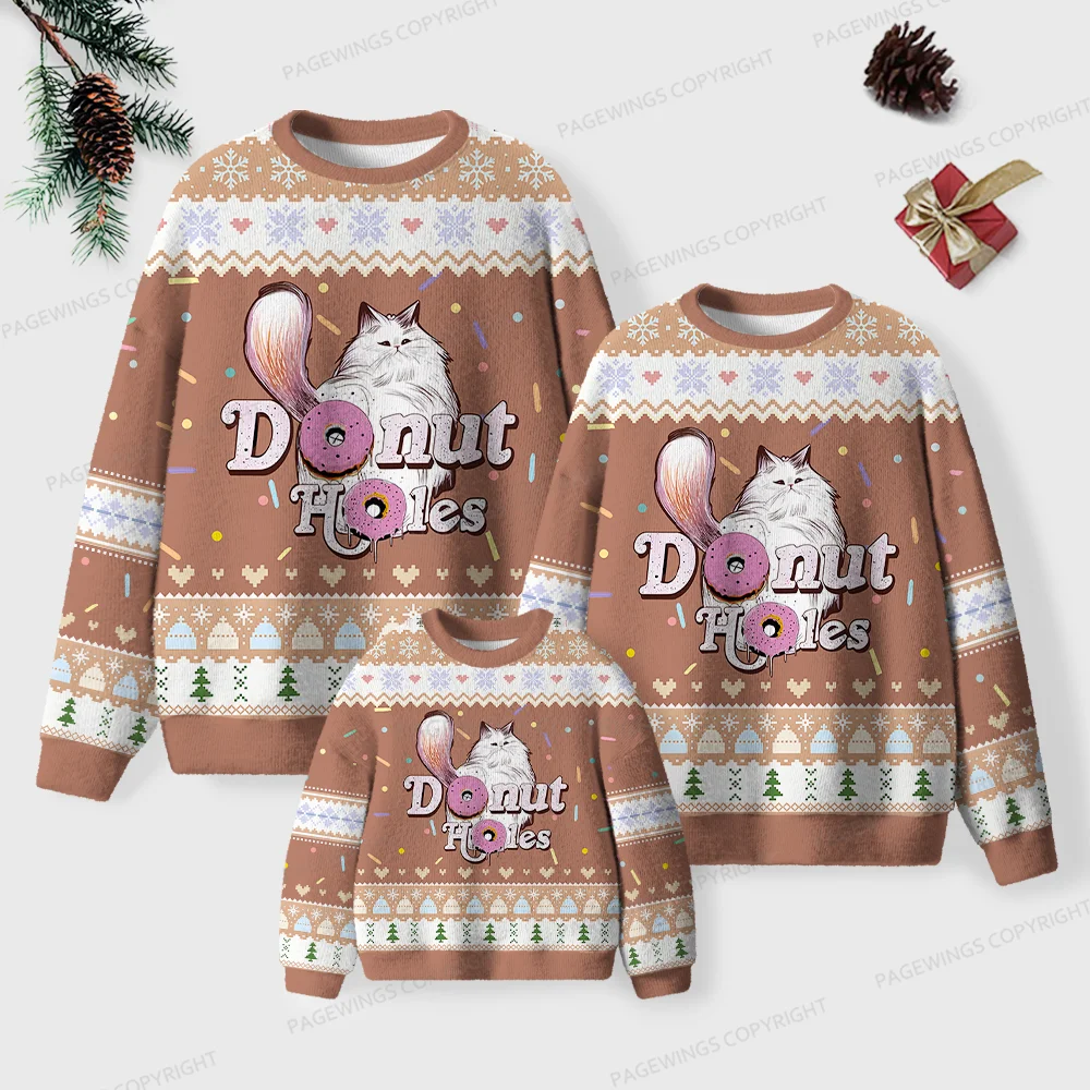 Pagewings Donut Holes Unisex Ugly Knit Sweatshirt
