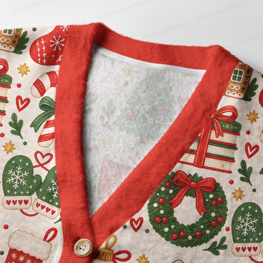 Pagewings Christmas Bookish Light Knit Unisex Cardigan Sweaters