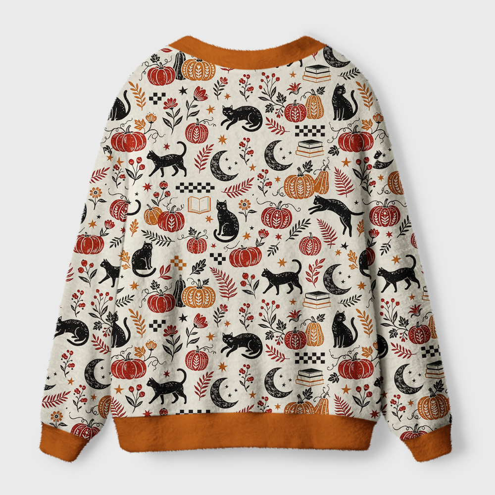 Pagewings Cat Book Lover Light Knit Unisex Cardigan Sweaters