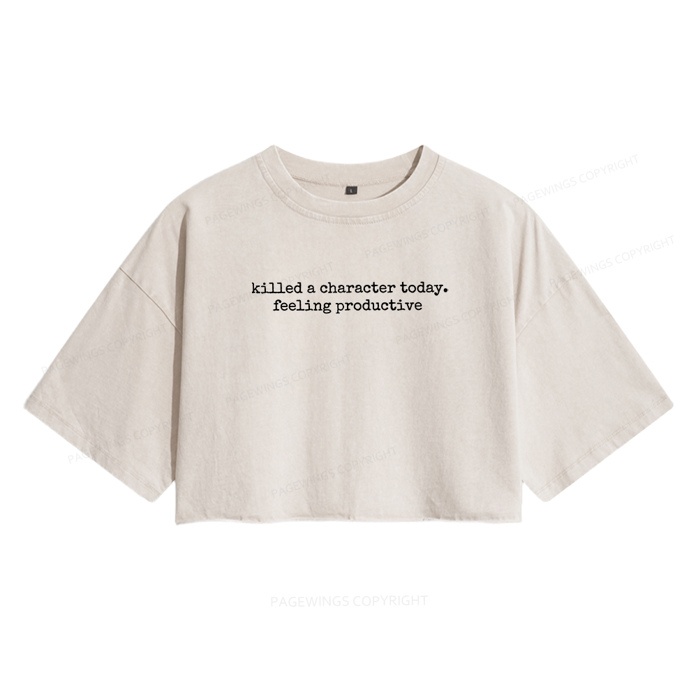 Pagewings Funny Writer Women's Washed Cropped T-shirt