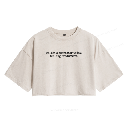 Pagewings Funny Writer Women's Washed Cropped T-shirt