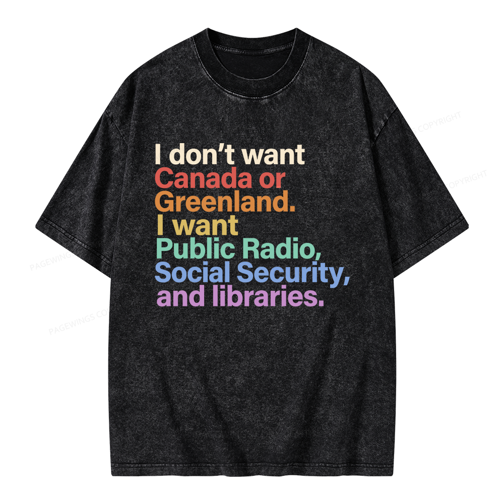 Pagewings I Want Public Libraries Unisex Washed T-shirt