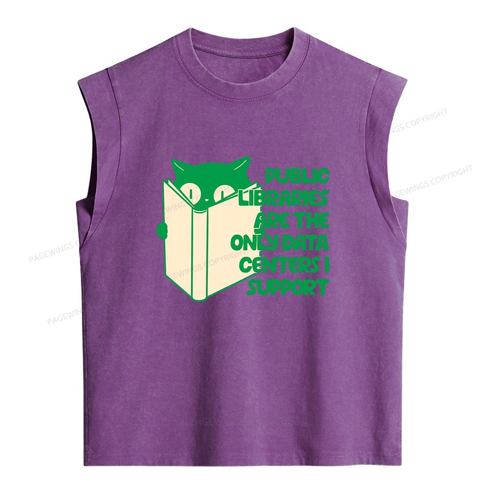 Pagewings Public Libraries are the Only Data Centers Women's Washed Tank Top