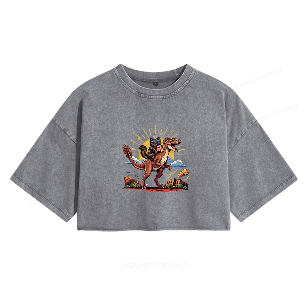 Pagewings Sci Fi Bookish Women's Washed Cropped T-shirt