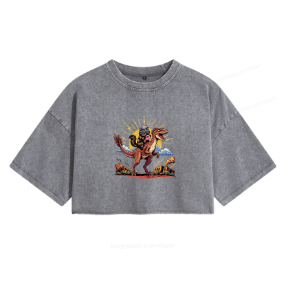Pagewings Sci Fi Bookish Women's Washed Cropped T-shirt