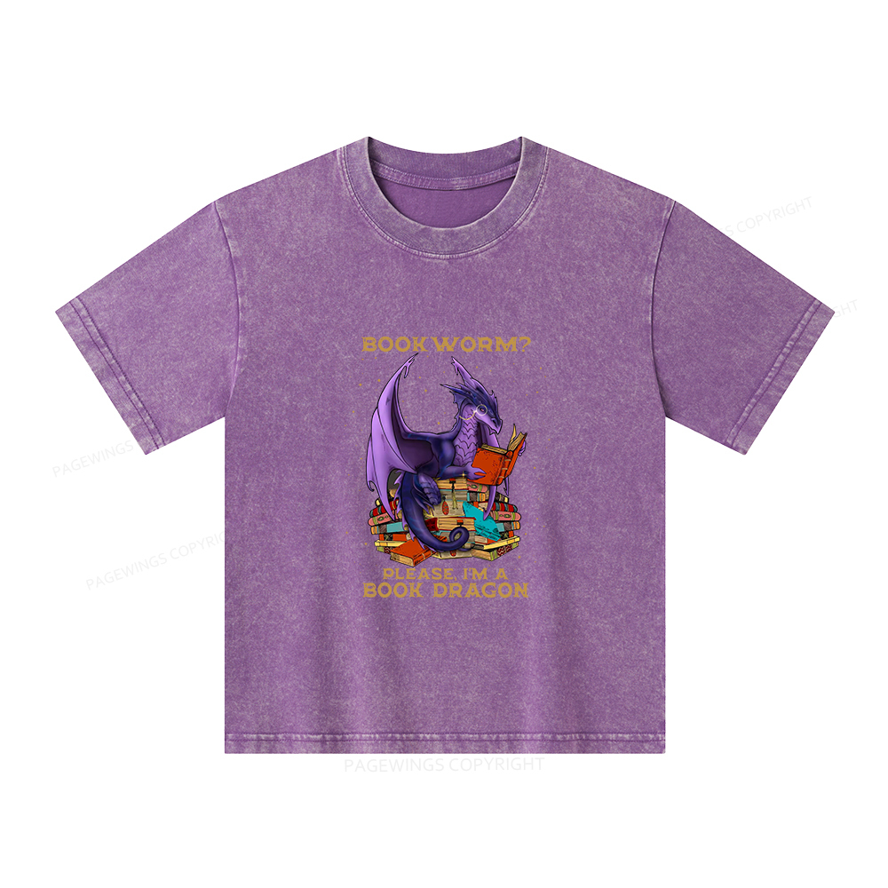 Pagewings Bookworm Please I'm A Book Dragon Unisex Kids Washed T-shirt