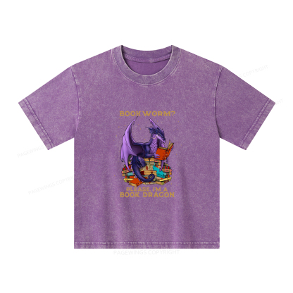 Pagewings Bookworm Please I'm A Book Dragon Unisex Kids Washed T-shirt