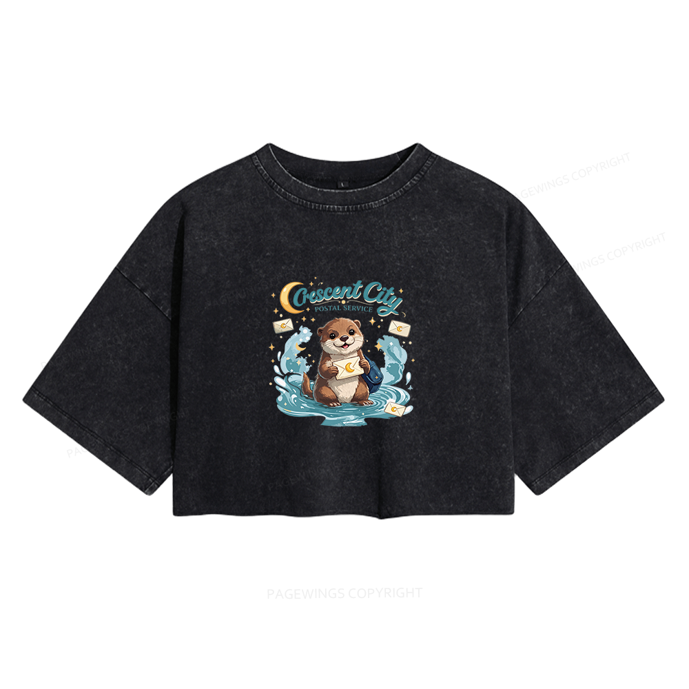 Pagewings Fantasy Book Lover Women's Washed Cropped T-shirt