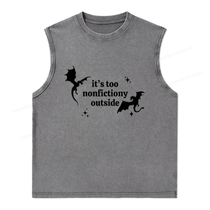 Pagewings It’s Too Nonfictiony Outside Unisex Washed Tank Top