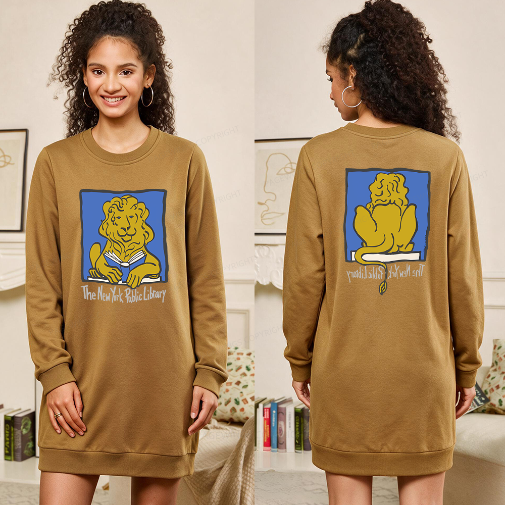 Pagewings Vintage New York Library Sweatshirt Dress