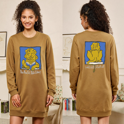 Pagewings Vintage New York Library Sweatshirt Dress