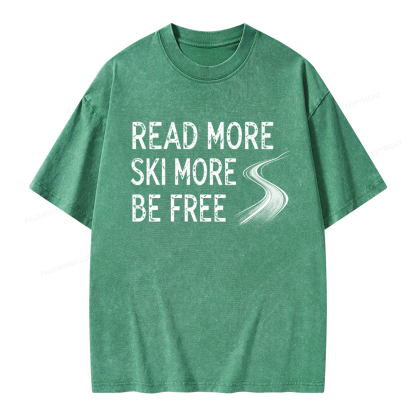 Pagewings Read More Ski More Be Free Unisex Washed T-shirt
