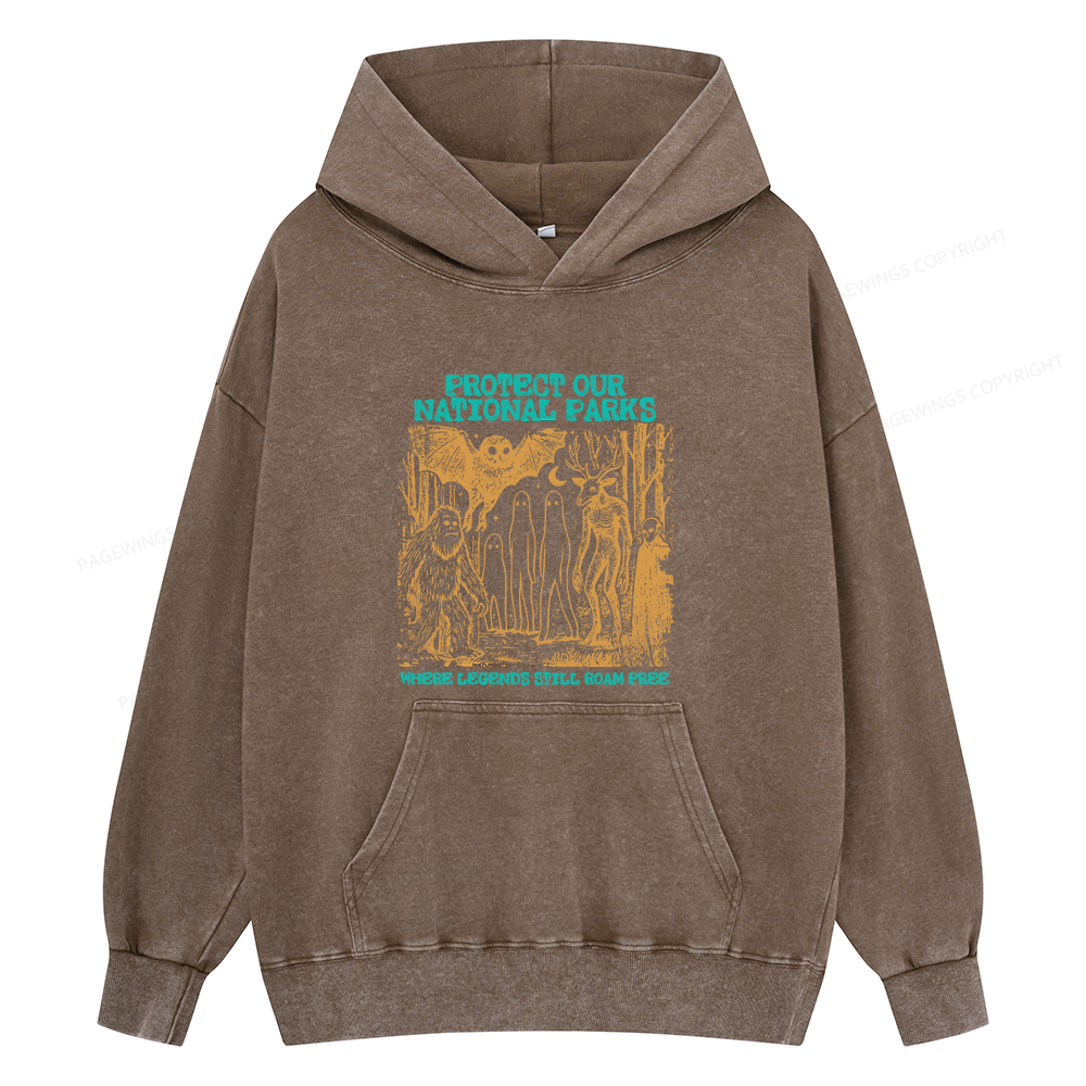 Pagewings Protect Our Parks Vintage Camping Unisex Washed Hoodie