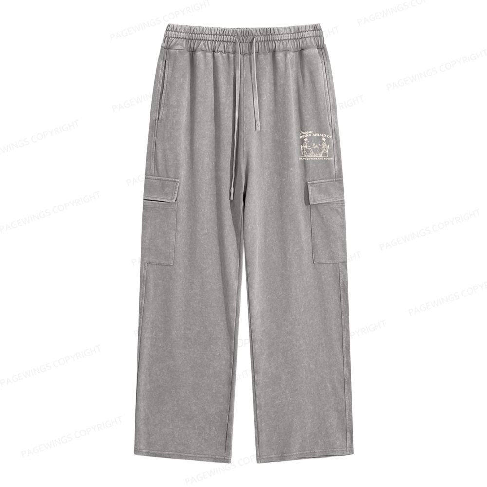 Pagewings Drag Queens Unisex Washed Cargo Sweatpants