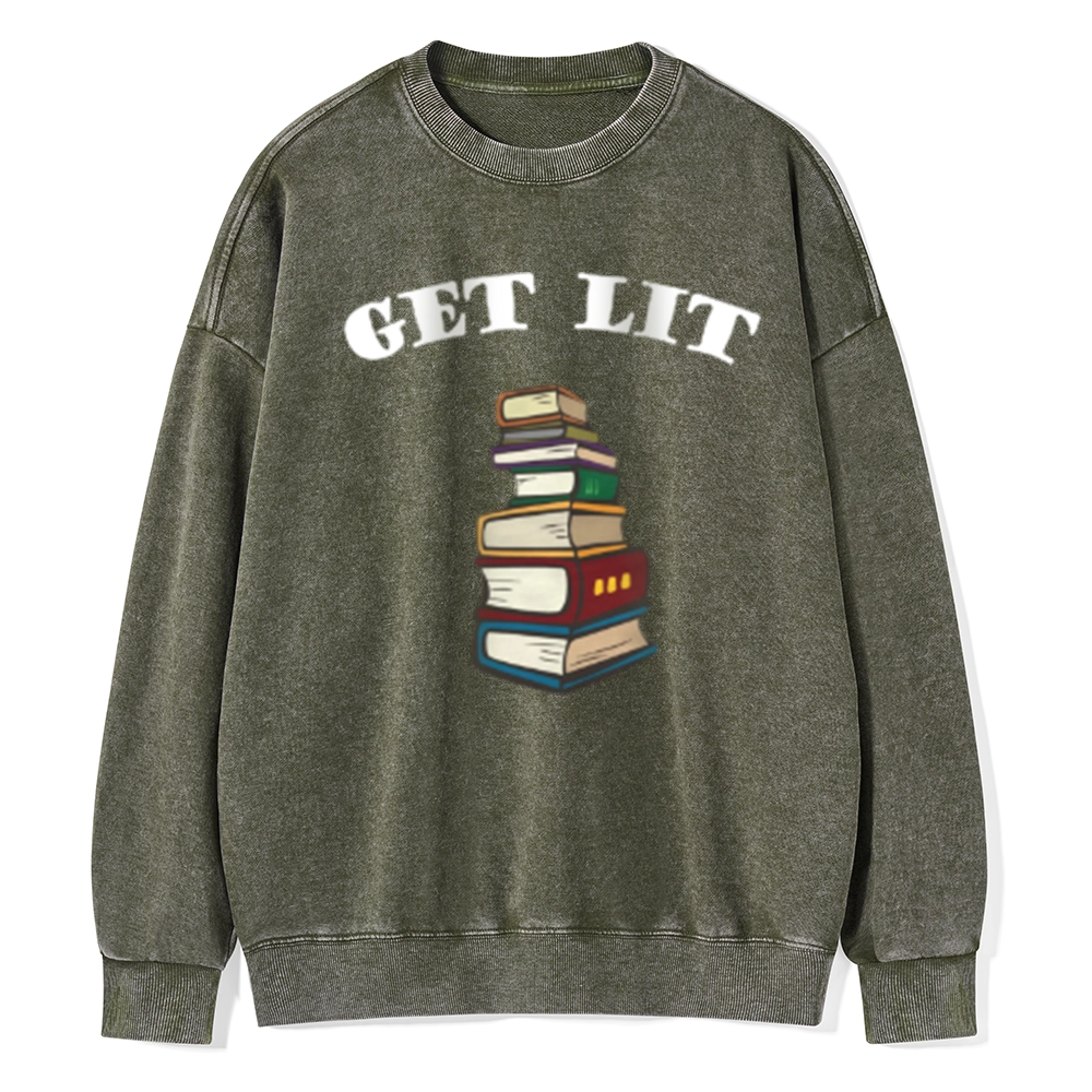 Pagewings Get Lit Unisex Washed Sweatshirt