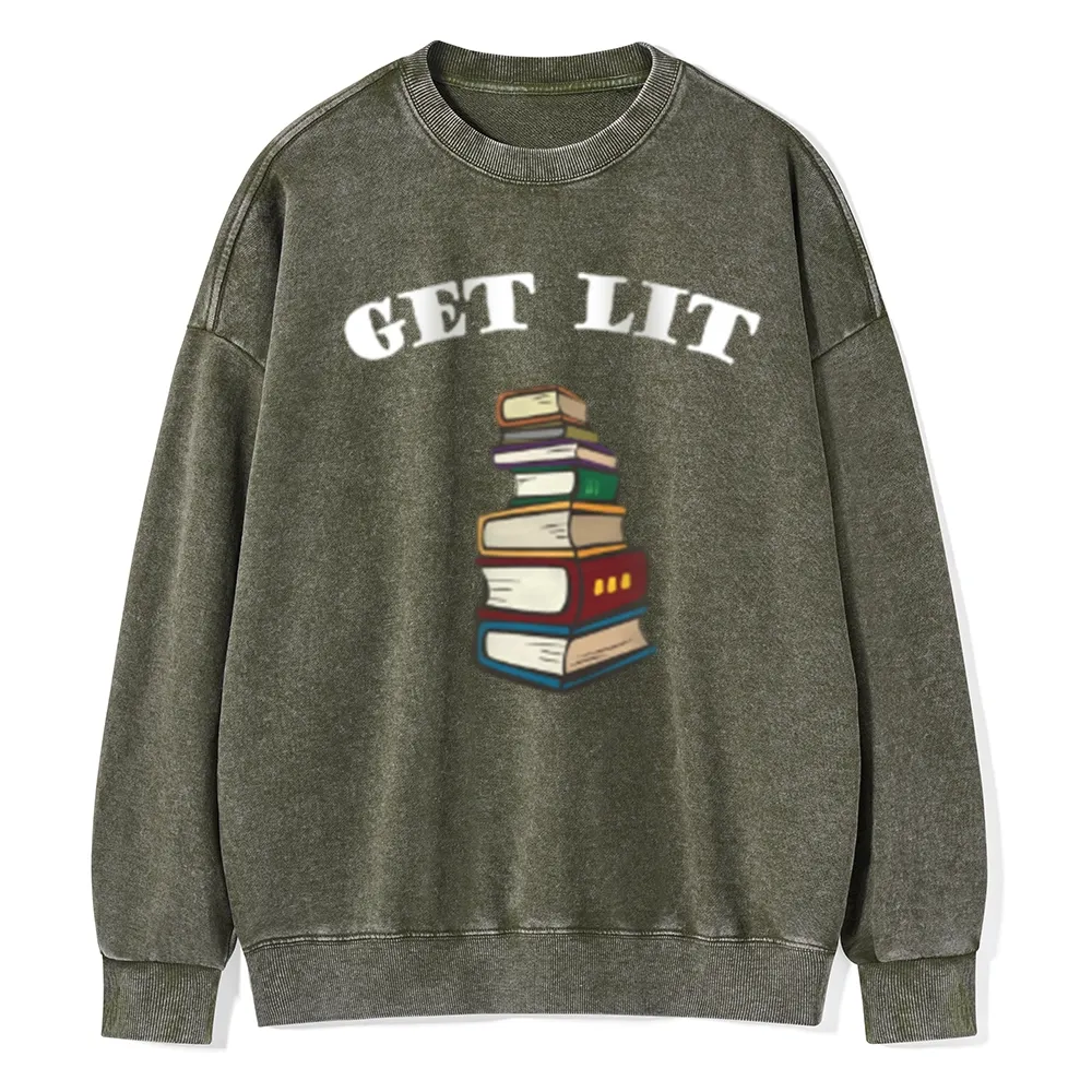 Pagewings Get Lit Unisex Washed Sweatshirt