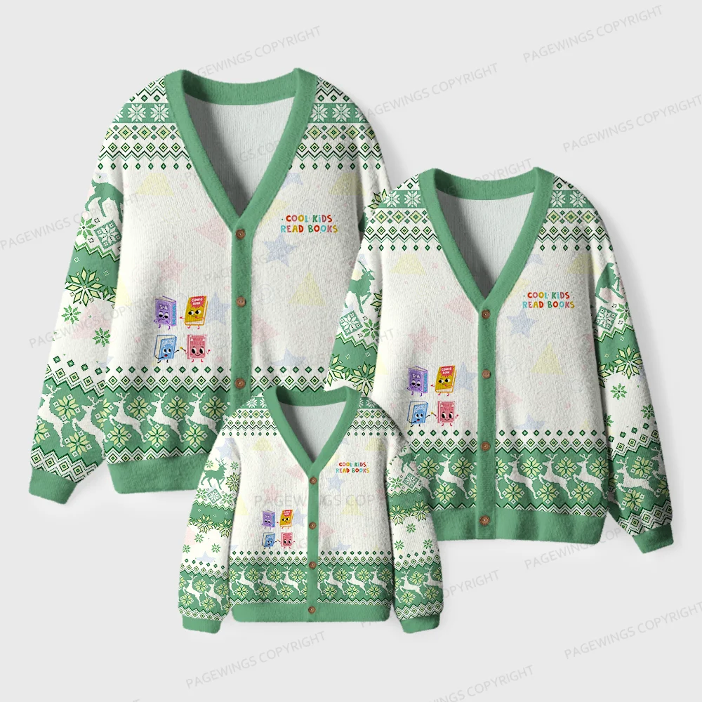 Pagewings Cool Kids Read Books Unisex Ugly Cardigan Sweaters