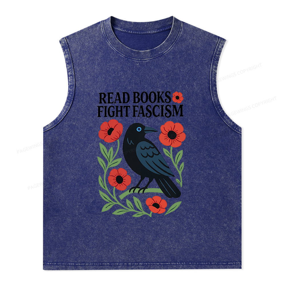 Pagewings Read Books Fight Fascismt Unisex Washed Tank Top