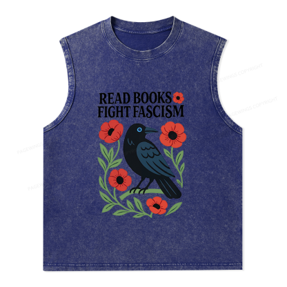 Pagewings Read Books Fight Fascismt Unisex Washed Tank Top