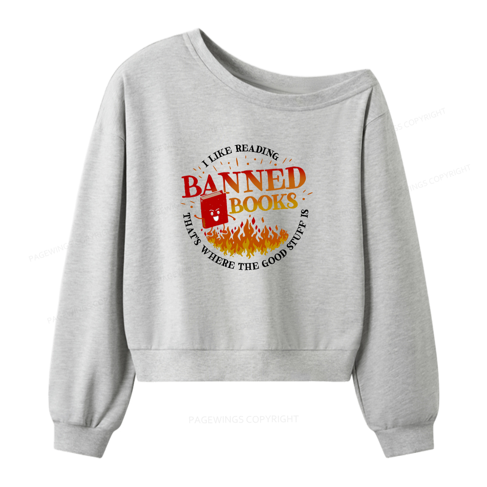 Pagewings Banned Books Women Off Shoulder Sweatshirt