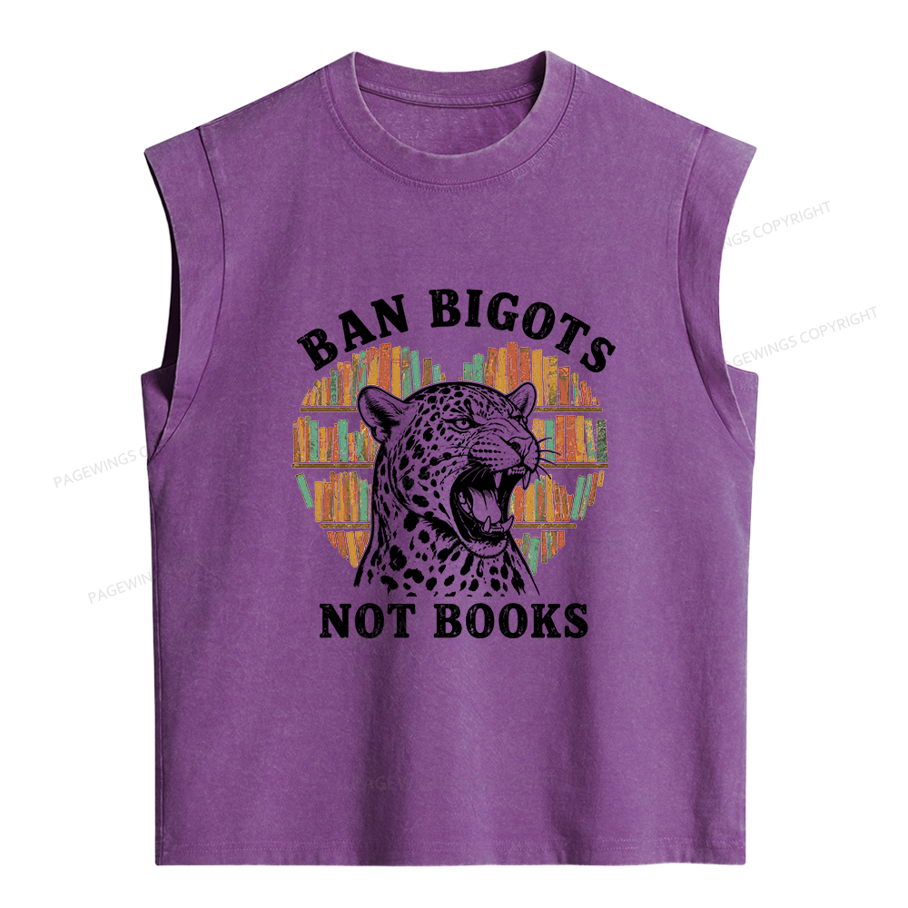 Pagewing Ban Bigots Not Books Women's Washed Tank Top