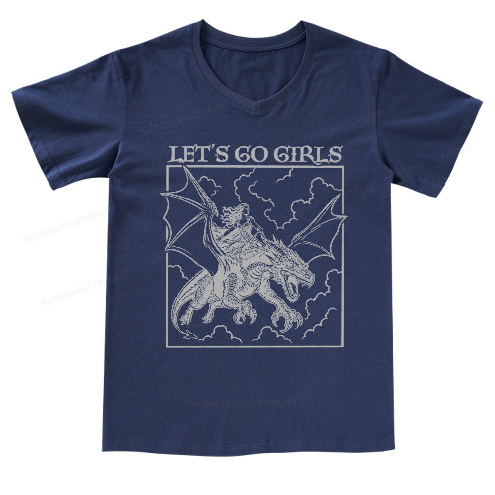 Pagewing Let's Go Girls V-neck T-shirt