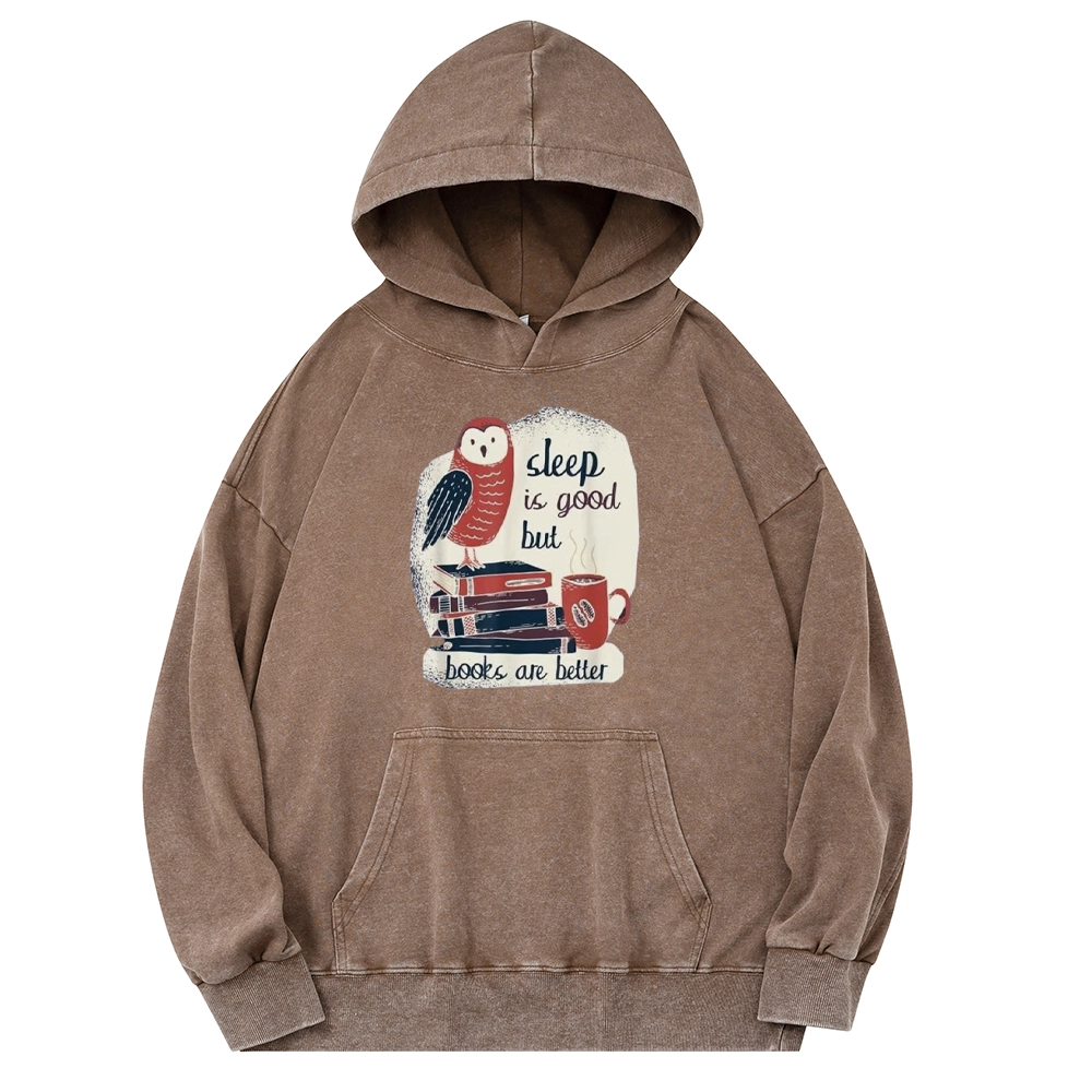 Pagewings Sleep is Good But Book is Better Unisex Washed Hoodie