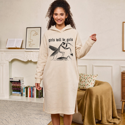 Pagewings Girls Will Be Girls Side-Slit Fleece Hoodie Dress